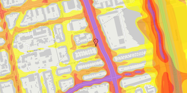 Trafikstøjkort på Horsensgade 18, 2100 København Ø