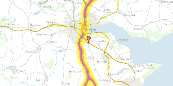 Trafikstøjkort på Korsdalsvej 28, 7100 Vejle