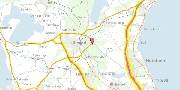 Trafikstøjkort på Centervænget 15, 3400 Hillerød