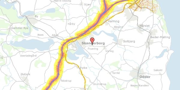 Trafikstøjkort på Fruering Skovmark 21, 8660 Skanderborg