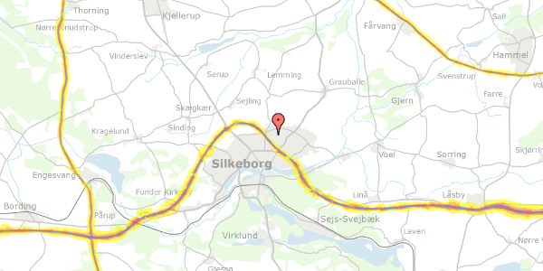 Trafikstøjkort på Frichsvej 48, 8600 Silkeborg