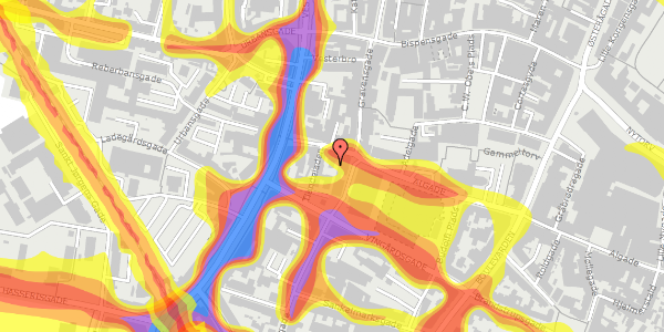 Trafikstøjkort på Tiendeladen 11, 1. 2, 9000 Aalborg