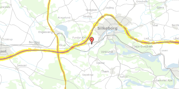 Trafikstøjkort på Funder Møllevej 117, 8600 Silkeborg