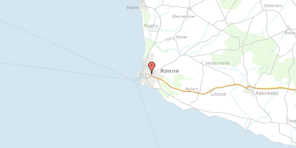 Trafikstøjkort på Åkirkebyvej 2, 3700 Rønne
