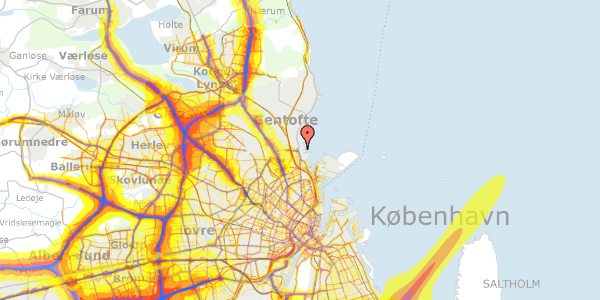 Trafikstøjkort på Hans Bekkevolds Alle 2A, 2900 Hellerup