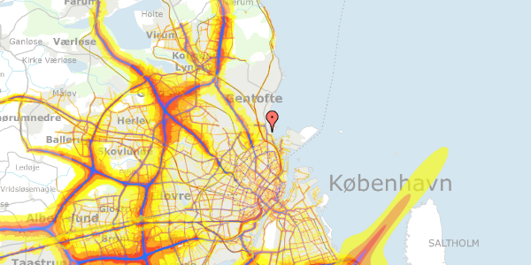 Trafikstøjkort på Rosbæksvej 5, 2100 København Ø