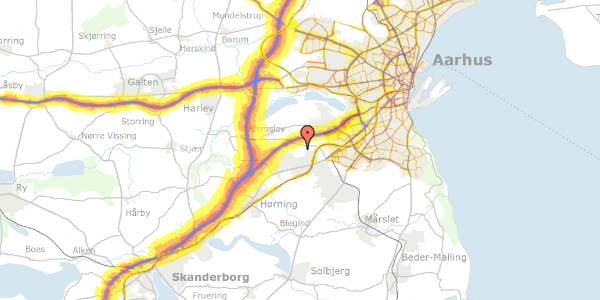 Trafikstøjkort på Kildeagerlunden 8, 8361 Hasselager