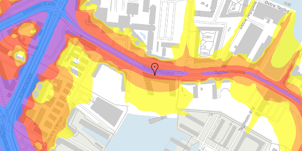 Trafikstøjkort på Teglholmsgade 12A, 5. 5, 2450 København SV