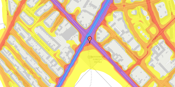 Trafikstøjkort på Nørrebros Runddel 1, 2200 København N