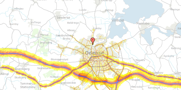 Trafikstøjkort på Slettensvej 65, 5270 Odense N