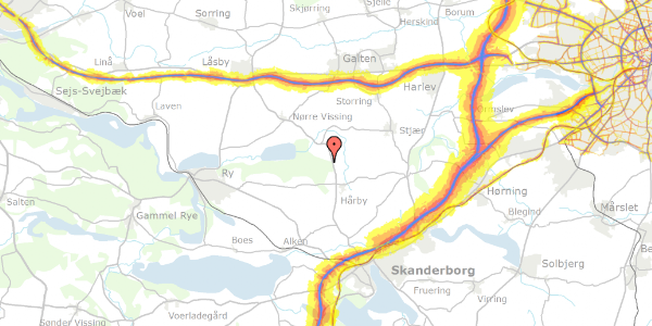 Trafikstøjkort på Låsbyvej 103C, 8660 Skanderborg