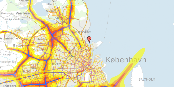 Trafikstøjkort på Strandpromenaden 71, 2100 København Ø