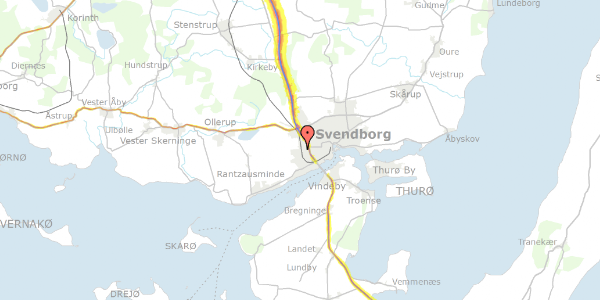 Trafikstøjkort på Ryttervej 63, 5700 Svendborg