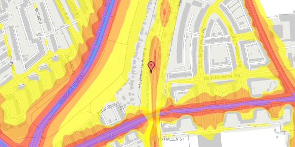 Trafikstøjkort på Hf. Zenia-Lindevang 18, 2000 Frederiksberg