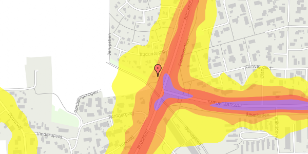 Trafikstøjkort på Budumvang 175, 9220 Aalborg Øst