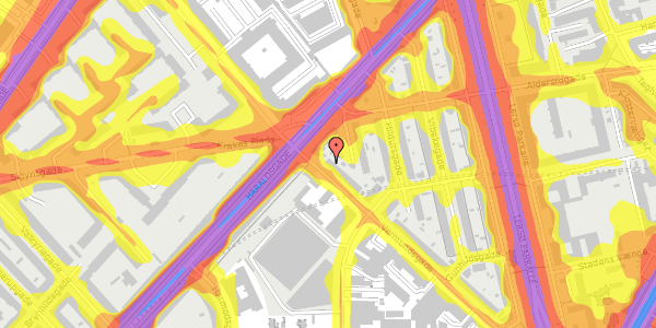 Trafikstøjkort på Vermundsgade 34, 2100 København Ø