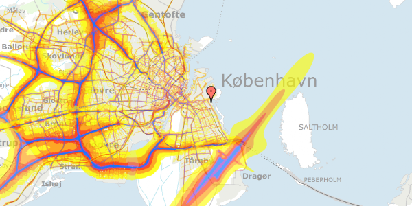 Trafikstøjkort på Lindgreens Allé 10A, 1. th, 2300 København S