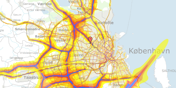 Trafikstøjkort på Tuxensvej 4, 2700 Brønshøj