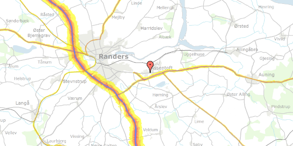 Trafikstøjkort på Storegade 45, 8960 Randers SØ