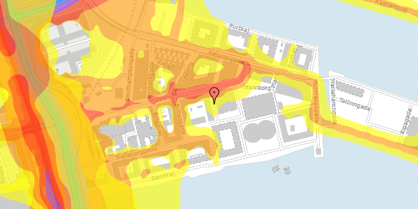 Trafikstøjkort på Travemündegade 3, 3. th, 2150 Nordhavn