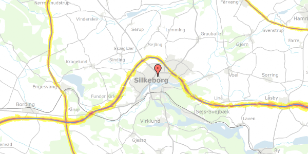 Trafikstøjkort på Nordre Ringvej 131, 8600 Silkeborg