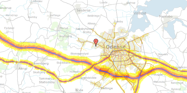 Trafikstøjkort på Guldæble Have 24, 5210 Odense NV