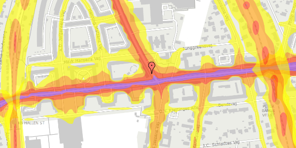 Trafikstøjkort på Sønderjyllands Alle 3, 2000 Frederiksberg