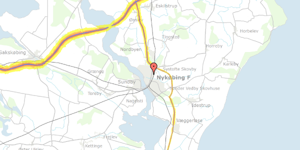 Trafikstøjkort på Poul Martin Møllersvej 3, 4800 Nykøbing F