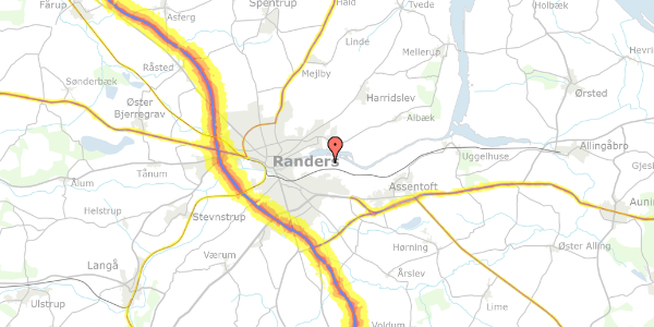 Trafikstøjkort på Romaltparken Øst 8, 8960 Randers SØ