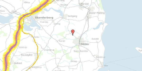 Trafikstøjkort på Bakkegaardsvej 79, 8300 Odder