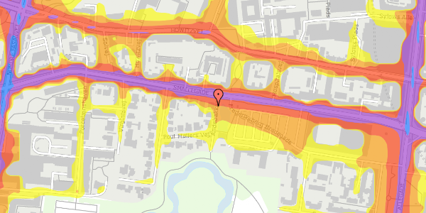 Trafikstøjkort på Andebakkesti 2, 2000 Frederiksberg