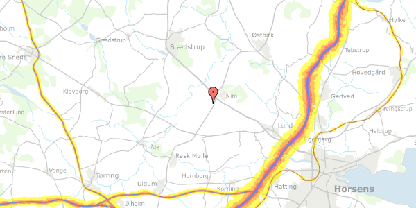 Trafikstøjkort på Hedelundvej 35, 8740 Brædstrup