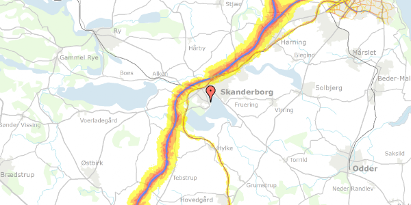 Trafikstøjkort på Ovenvande 7, st. th, 8660 Skanderborg