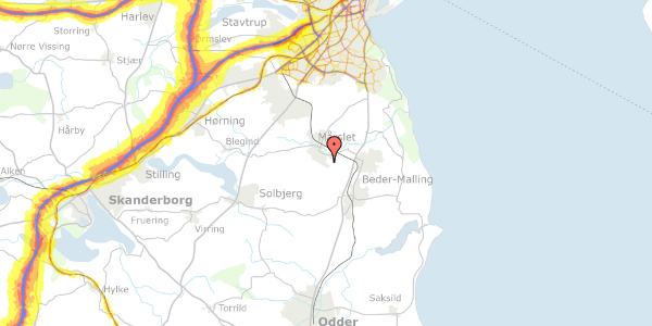 Trafikstøjkort på Nymarks Allé 223, 8320 Mårslet