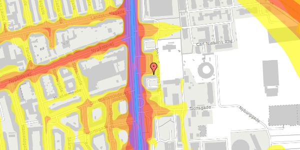 Trafikstøjkort på Østerbrogade 206, 5. tv, 2100 København Ø