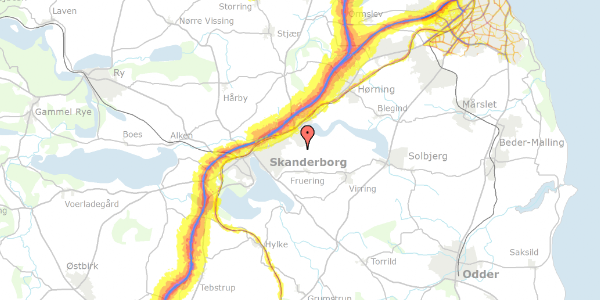 Trafikstøjkort på Hvidkløverhøjen 17, 8660 Skanderborg