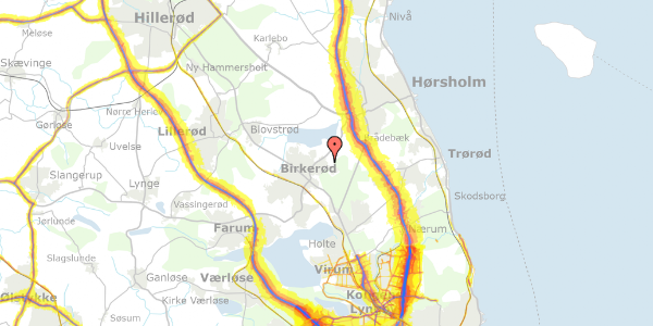 Trafikstøjkort på Karpevænget 1D, st. bs14, 3460 Birkerød