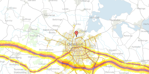 Trafikstøjkort på Bernhards Minde Havekoloni 26, 5270 Odense N