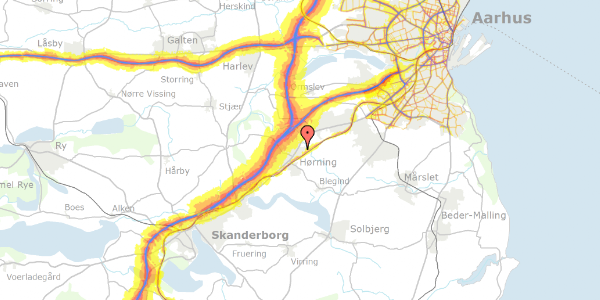 Trafikstøjkort på Nydamsvej 53, 8362 Hørning