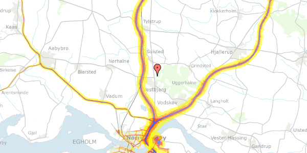 Trafikstøjkort på Vang Mark 8, 9380 Vestbjerg