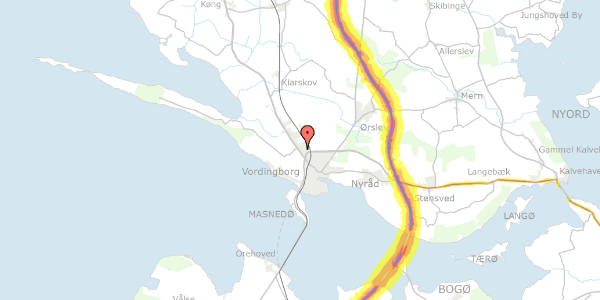 Trafikstøjkort på Hovedakslen 1, 4760 Vordingborg