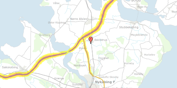 Trafikstøjkort på Nykøbingvej 85B, 4863 Eskilstrup