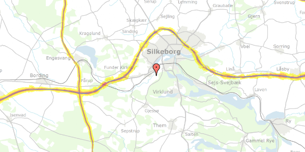 Trafikstøjkort på Funderholmevej 17E, 8600 Silkeborg