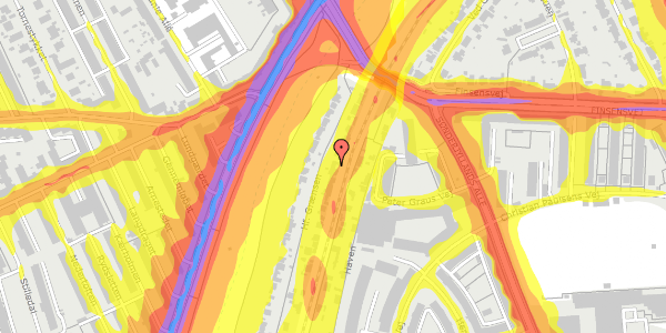 Trafikstøjkort på Hf. Grænsen 13, 2000 Frederiksberg