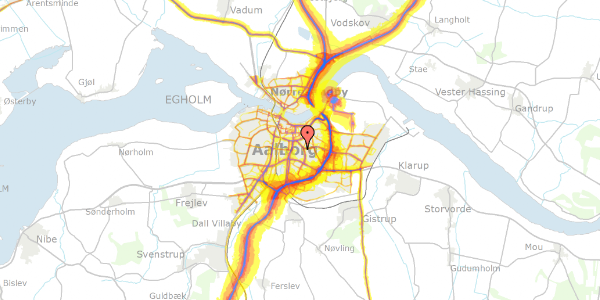 Trafikstøjkort på Overblikket 39, 9000 Aalborg