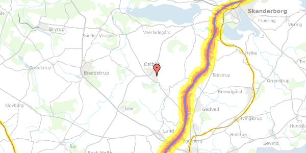 Trafikstøjkort på Storegade 50, 8752 Østbirk