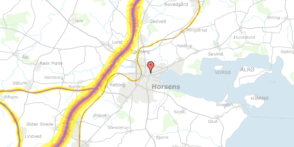 Trafikstøjkort på Søndergade 22, 8700 Horsens