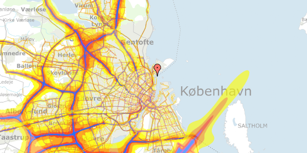 Trafikstøjkort på Marmorvej 13B, 3. th, 2100 København Ø