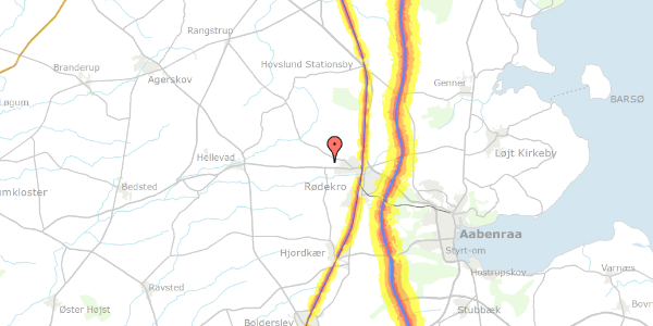 Trafikstøjkort på Hellevadvej 28, 6230 Rødekro