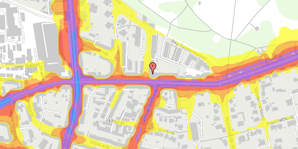 Trafikstøjkort på Kirstinedalsvej 2A, 5. , 2500 Valby